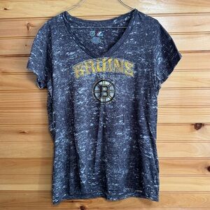 Majestic Grey and Gold Bruins Women's V-Neck Tee XL